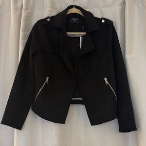 Tahari Black Blazer with Silver Zipper Details
